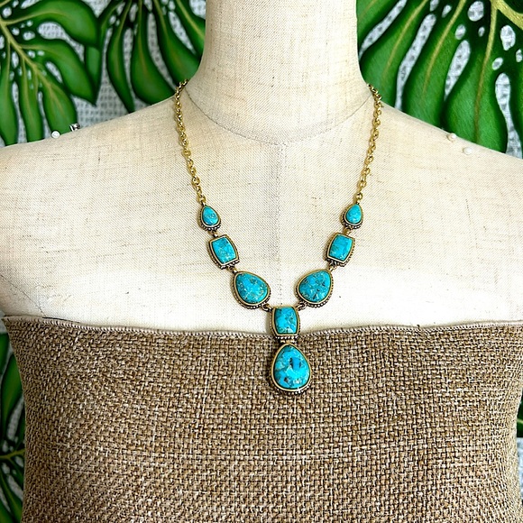 🖤BARSE turquoise & bronze necklace
